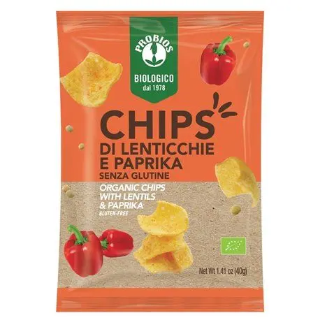 Chipsuri fara gluten cu linte si paprika, 40g, Probios