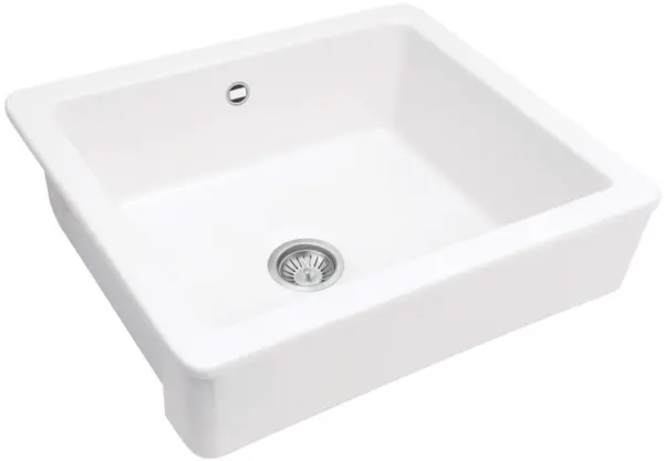 Chiuveta bucatarie ceramica, dreptunghiulara, 61.5x48.5x20 cm, alb, Deante Sabor