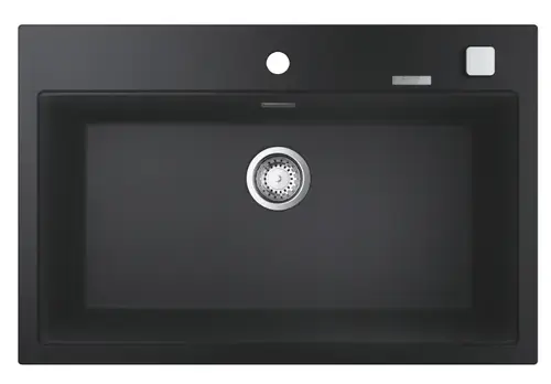Chiuveta bucatarie compozit Grohe K700 31652AP0, 780x510 mm, montare pe blat, evacuare automata, Kit montaj si evacuare inclus, Negru granit