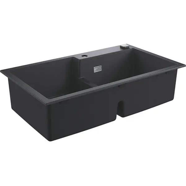 Chiuveta bucatarie Grohe K500 31649AP0, 2 cuve, montaj dreapta, compozit quartz, Negru