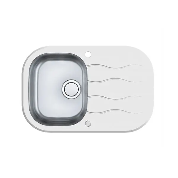 Chiuveta bucatarie inox si sticla securizata alba Alveus Wave 20