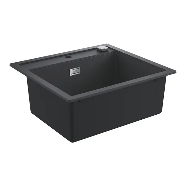 Chiuveta compozit Grohe 31651AP0, 56 x 51 cm, montare pe blat, evacuare automata, Kit montaj si evacuare inclus, Negru granit