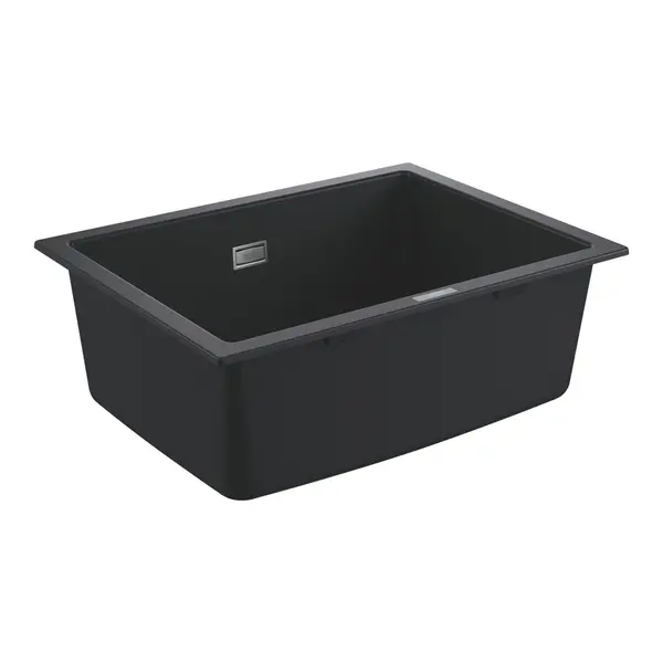 Chiuveta compozit Grohe K700U 31655AP0, 61 x 46 cm, montare sub blat, evacuare manuala, Kit montaj si evacuare inclus, Negru granit