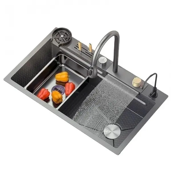 Chiuveta multifunctionala iHunt Sink SC039, cascada apa, display LED, spalator pahare, retractabila