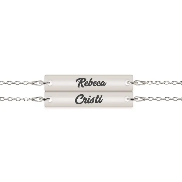 Chris - Set bratari personalizate tablita cu nume pentru cuplu din argint 925