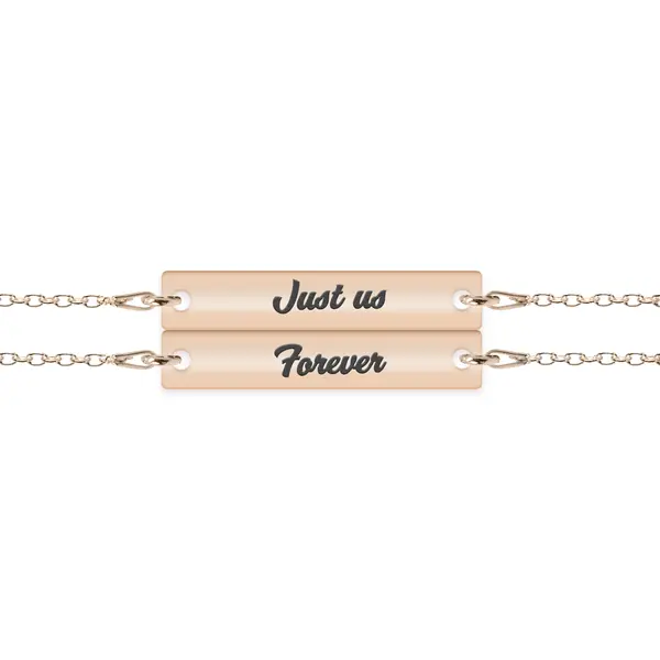 Chris - Set bratari personalizate tablita cu nume pentru cuplu din argint 925 placat cu aur roz
