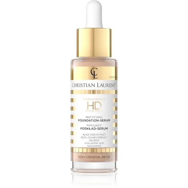 Christian Laurent Pour La Beauté HD 4M Pixel Fusion Fundatia serului lucios faciale culoare 02 Crystal Beige 32 ml