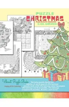 CHRISTMAS puzzle books for adults and coloring. Variety puzzle books for adults. A word search Christmas puzzle book with Christmas coloring pages, Ch - Vibrant Puzzle Books