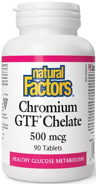 Chromium GTF Chelate, 500 mcg, 90 tablete, Natural Factors