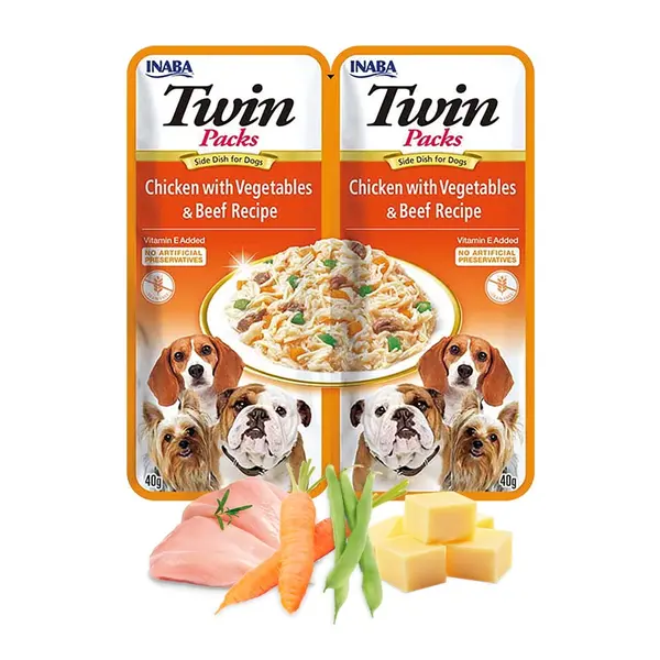 Churu Dog Twin Pui cu Legume si Vita in Supa de Pui