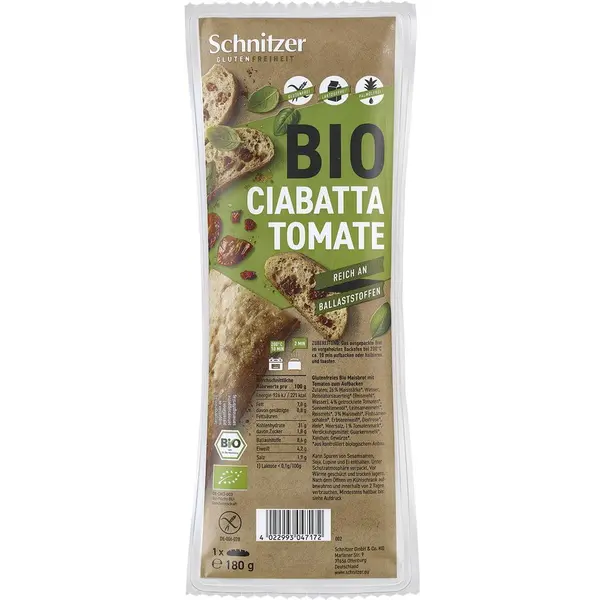 Ciabatta cu Tomate fara Gluten Ecologica/Bio 180g
