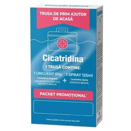 Cicatridina unguent 60g + Ccicatridina spray 125ml - 50% din al doilea PACHET