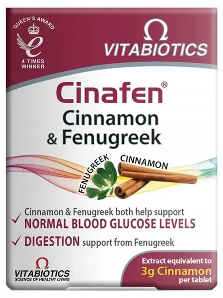 Cinafen Scorțișoară și schinduf, 60 tablete, Vitabiotics