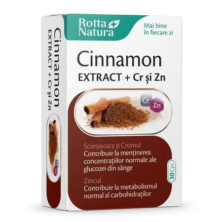 Cinnamon Extract + Crom si Zinc, 30 capsule – Rotta Natura