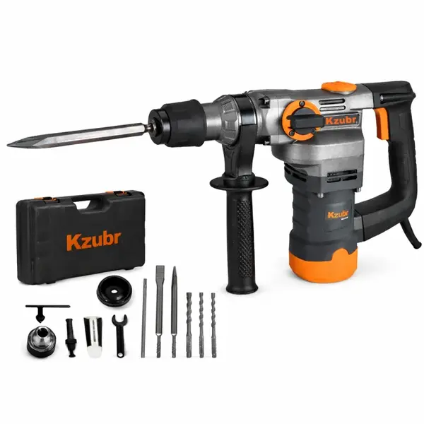 Ciocan rotopercutor Kzubr, 850W, 950RPM, 4250BPM, 4.5J, SDS +, 3 burghie 2 dalti, Geanta de transport