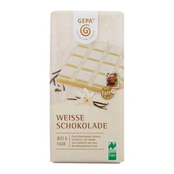 Ciocolata Alba Bio si Fairtrade cu Vanilie, Gepa, 100 g