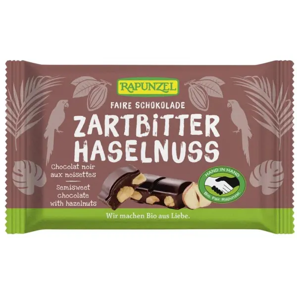 Ciocolata amaruie 60% cacao si alune intregi vegana, eco - 100 g