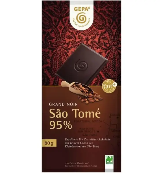 Ciocolata amaruie Bio cu 95% cacao São Tomé, 80 gr