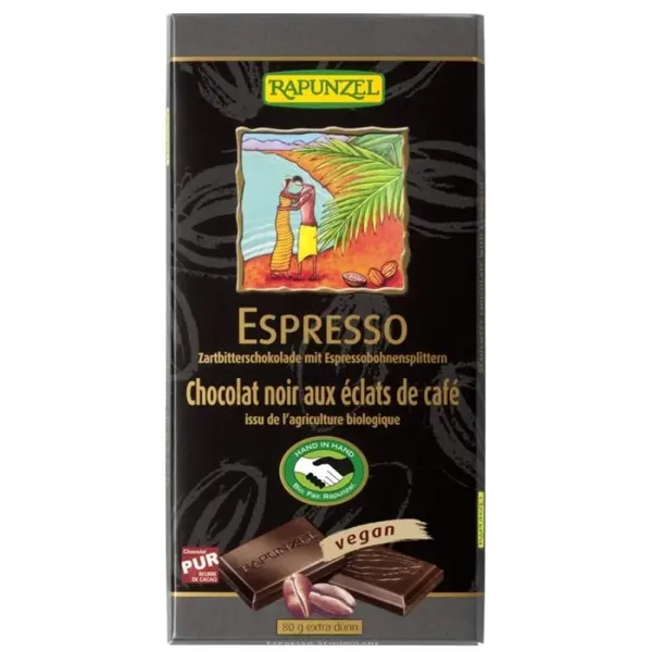 Ciocolata amaruie cu espresso 51% cacao vegana, eco - 80 g