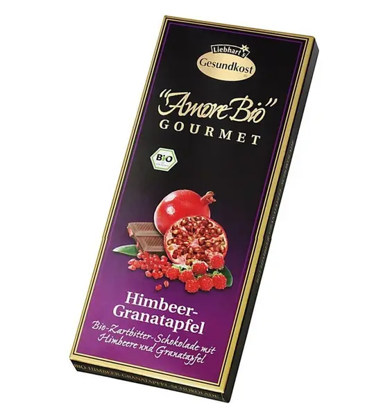 Ciocolata amaruie cu zmeura si rodie, 55% cacao, 100 g LIEBHART'S AMORE BIO