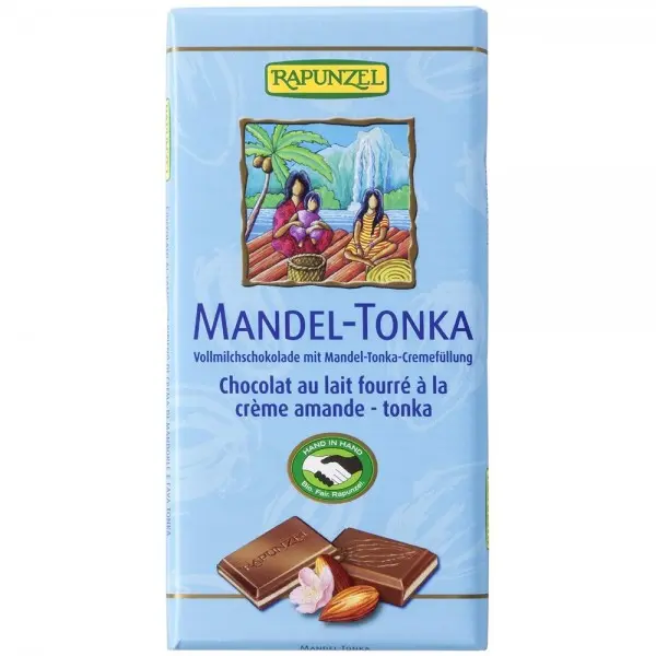 Ciocolata bio cu crema de migdale si tonka, 100g, Rapunzel