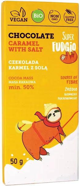 Ciocolată caramel sărată BIO, vegană, fără gluten Super Fudgio 50 g, Super Fudgio