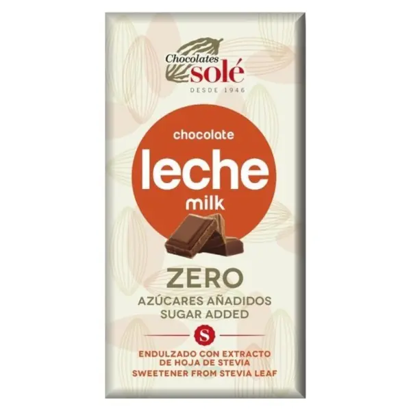 Ciocolata cu Lapte, 39% Cacao, cu Stevie, 100 g, Chocolates Sole