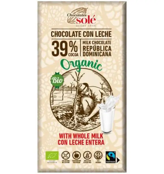 Ciocolata cu lapte Bio si Fairtrade, 100 g Chocolates
