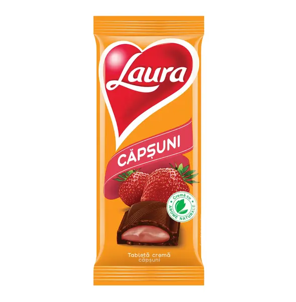 Ciocolata Laura cu crema de capsuni 92 g Ciocolata Laura cu crema de capsuni 92 g