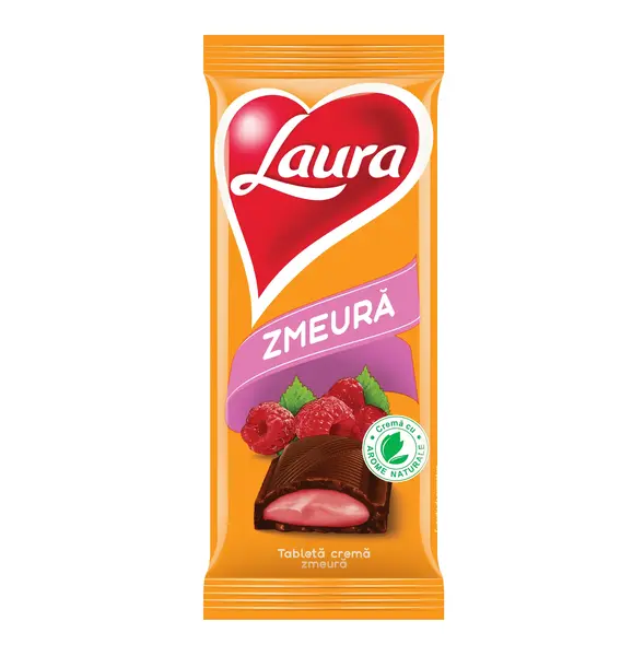 Ciocolata Laura cu crema de zmeura 92 g Ciocolata Laura cu crema de zmeura 92 g