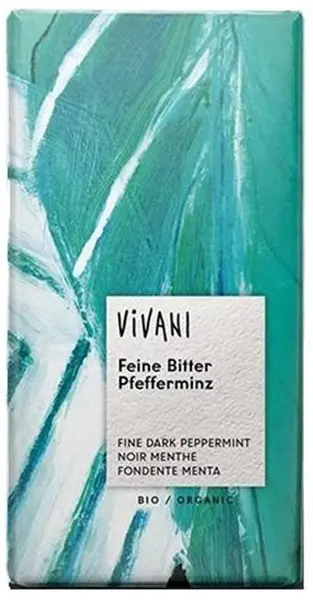 Ciocolată naturală organică cu umplutură de mentă, 100 g, Vivani