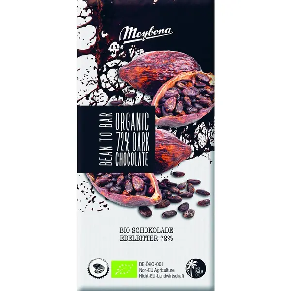 Ciocolata neagra 72%, bio, 100g, Meybona