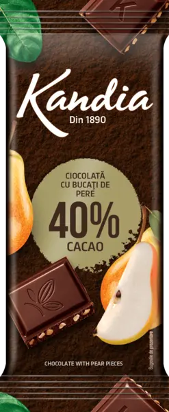 Ciocolata neagra Kandia cu pere 40% cacao 80g Ciocolata neagra Kandia cu pere 40% cacao 80g