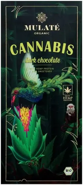 Ciocolată neagră organică cu cânepă, 80 g, Mulate
