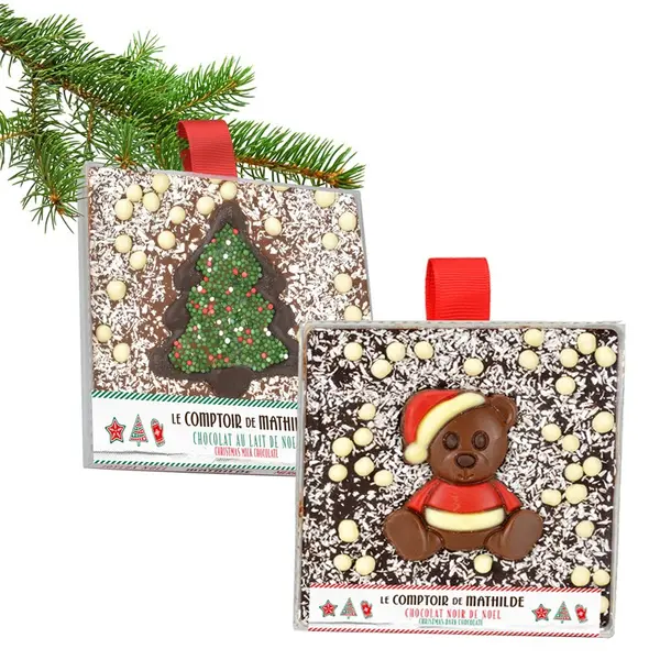 Ciocolata pentru brad - Carre choco noel lait sujets assortis | Comptoir de Mathilde