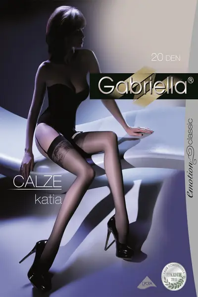 Ciorapi pentru portjartier, Calze Katia, Gabriella (Culoare: Negru, Marime dres: 1/2)