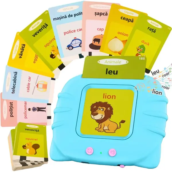 Cititor audio de carduri bilingv - Romana Engleza Albastru (224 carduri 448 cuvinte) Albastru