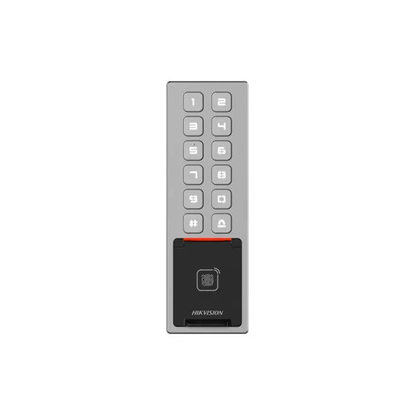 Cititor biometric de exterior IP WiFi Hikvision DS-K1T805MBFWX, 2.4 GHz, M1 card, 3.000 amprente, 10.000 carduri, 100.000 evenimente