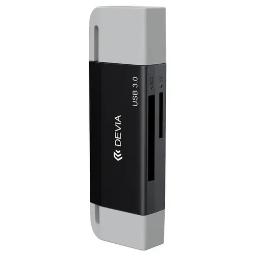 Cititor Card Devia Leopard Series, 2in1, USB, Type-C, High-Speed 3.0, SD/T (Negru)