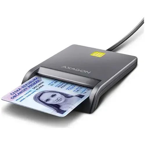 Cititor de carduri de plata / carte de identitate Axagon FlatReader CRE-SM3T, USB 2.0 (Gri)