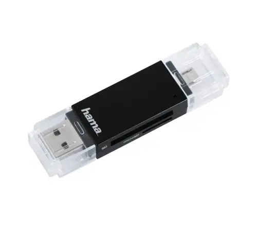 Cititor de carduri Hama Basic 181056, USB-A /Micro B, SD/microSD (Negru)