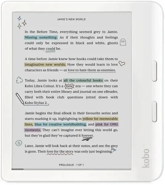 Cititor de cărți electronice Kobo - Libra Colour, 7'', 32GB, alb