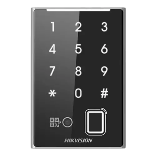 Cititor de proximitate MIFAR, amprenta, cod QR, Wiegand, RS-485, tastatura integrata - HIKVISION DS-K1109DKFB-QR