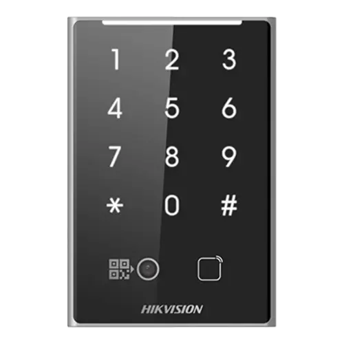 Cititor de proximitate MIFAR, cod QR, Wiegand, RS-485, tastatura integrata -HIKVISION DS-K1109DKB-QR