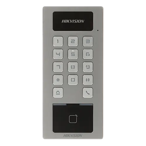 Cititor de proximitate RFID cu tastatura PIN/Card interior/exterior card microfon Hikvision - DS-K1T502DBWX