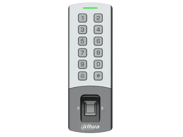 Cititor de proximitate standalone Dahua ASI1212M-P, card 13.56MHz, parola, amprenta, 10.000 utilizatori, RS-485 Wiegand, PoE, IP65, IK08