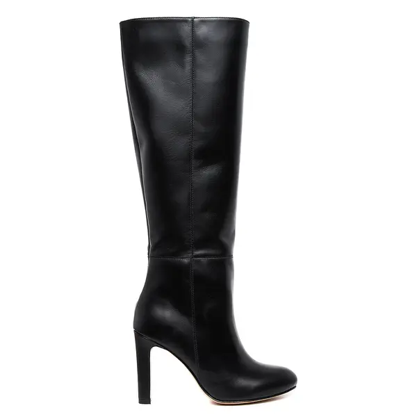 Cizme Clara Piele Naturala, Sub Genunchi, Negre - 39 / 8cm - Subtire