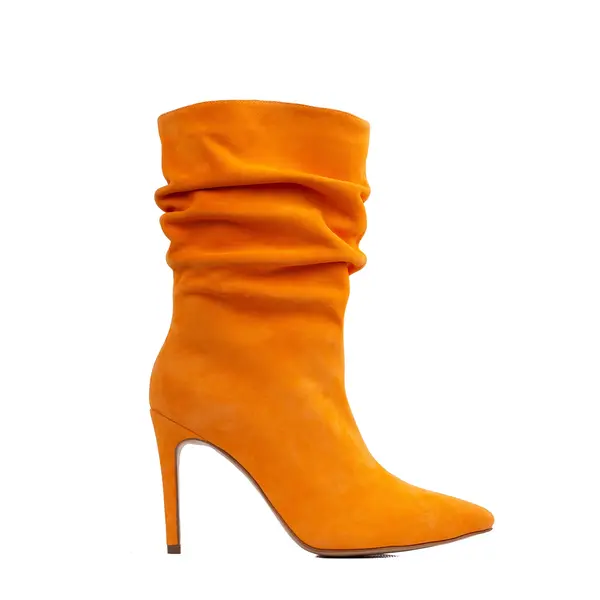 Cizme Crete Piele Intoarsa Eva 20, Portocalii - 34 / 8 cm