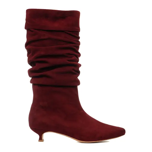 Cizme Crete Piele Intoarsa Eva 30, Burgundy - 42 / 4 cm