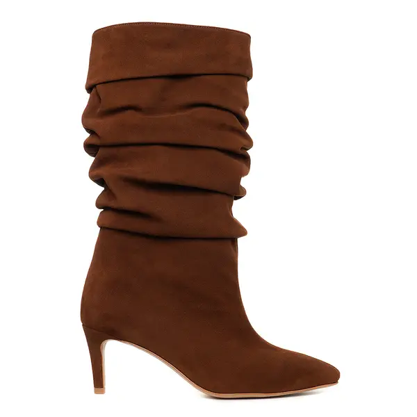 Cizme Crete Piele Intoarsa Eva 30, Maro - 39 / 8 cm